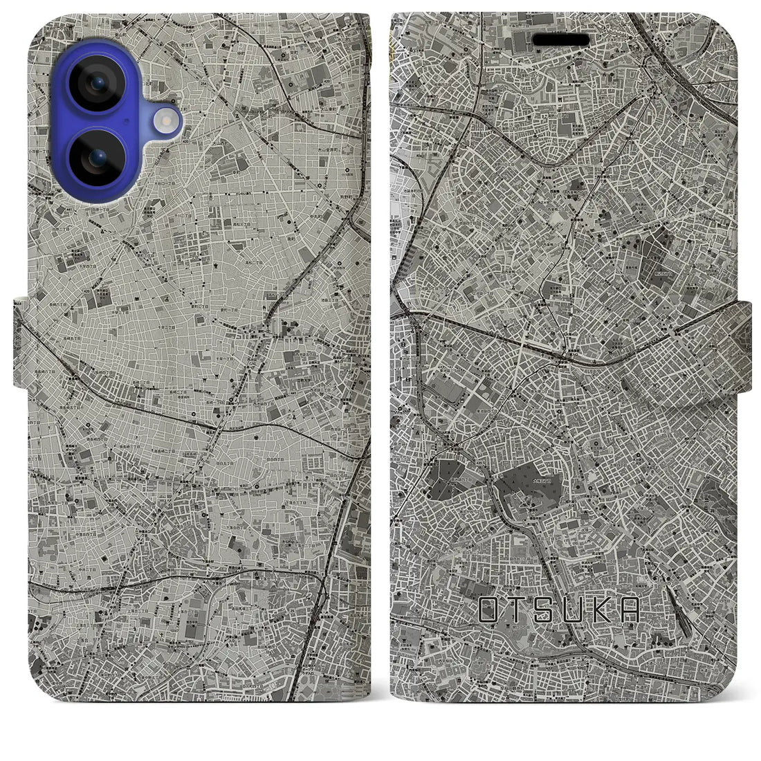 【大塚(東京都)】地図柄iPhoneケース(手帳タイプ)モノトーン・iPhone 16 Pro Max 用