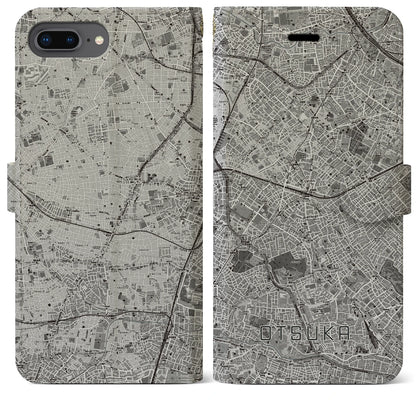 【大塚（東京都）】地図柄iPhoneケース（手帳タイプ）モノトーン・iPhone 8Plus /7Plus / 6sPlus / 6Plus 用