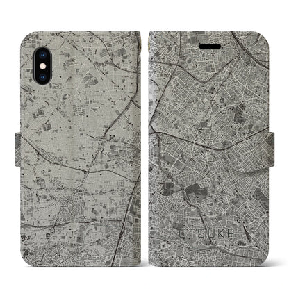 【大塚（東京都）】地図柄iPhoneケース（手帳タイプ）モノトーン・iPhone XS / X 用
