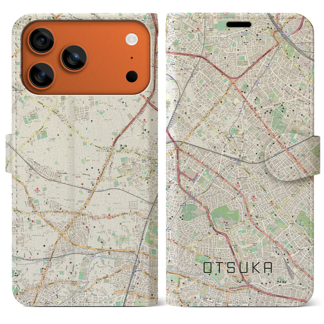 【大塚（東京都）】地図柄iPhoneケース（手帳タイプ）ナチュラル・iPhone 17 Pro Max 用