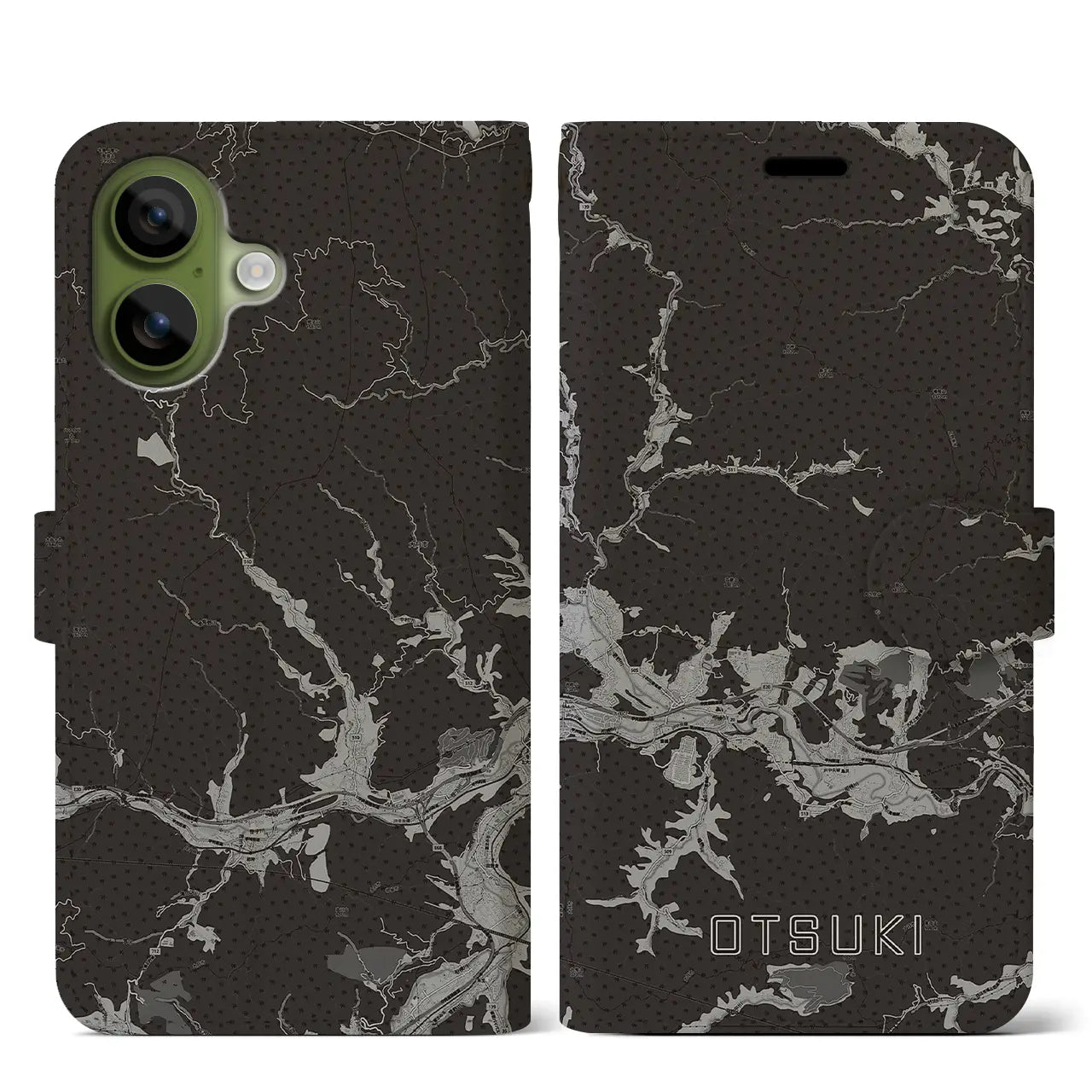 【大月（山梨県）】地図柄iPhoneケース（手帳タイプ）