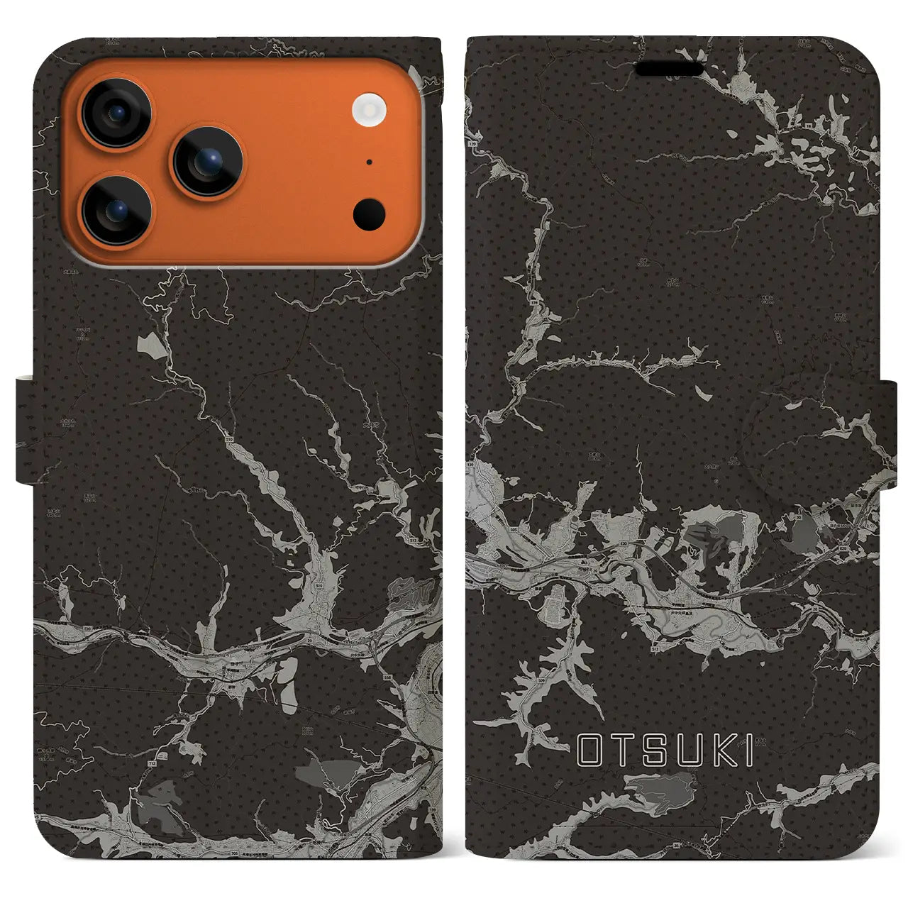 【大月（山梨県）】地図柄iPhoneケース（手帳タイプ）