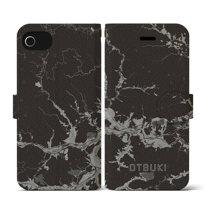 【大月（山梨県）】地図柄iPhoneケース（手帳タイプ）モノトーン・iPhone SE（第3 / 第2世代） / 8 / 7 / 6s / 6 用