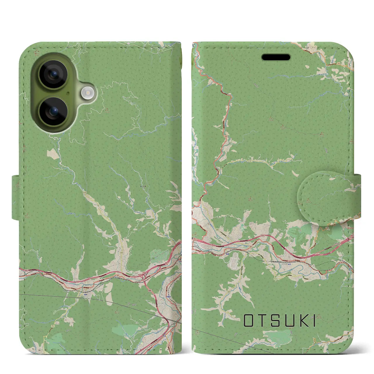 【大月（山梨県）】地図柄iPhoneケース（手帳タイプ）