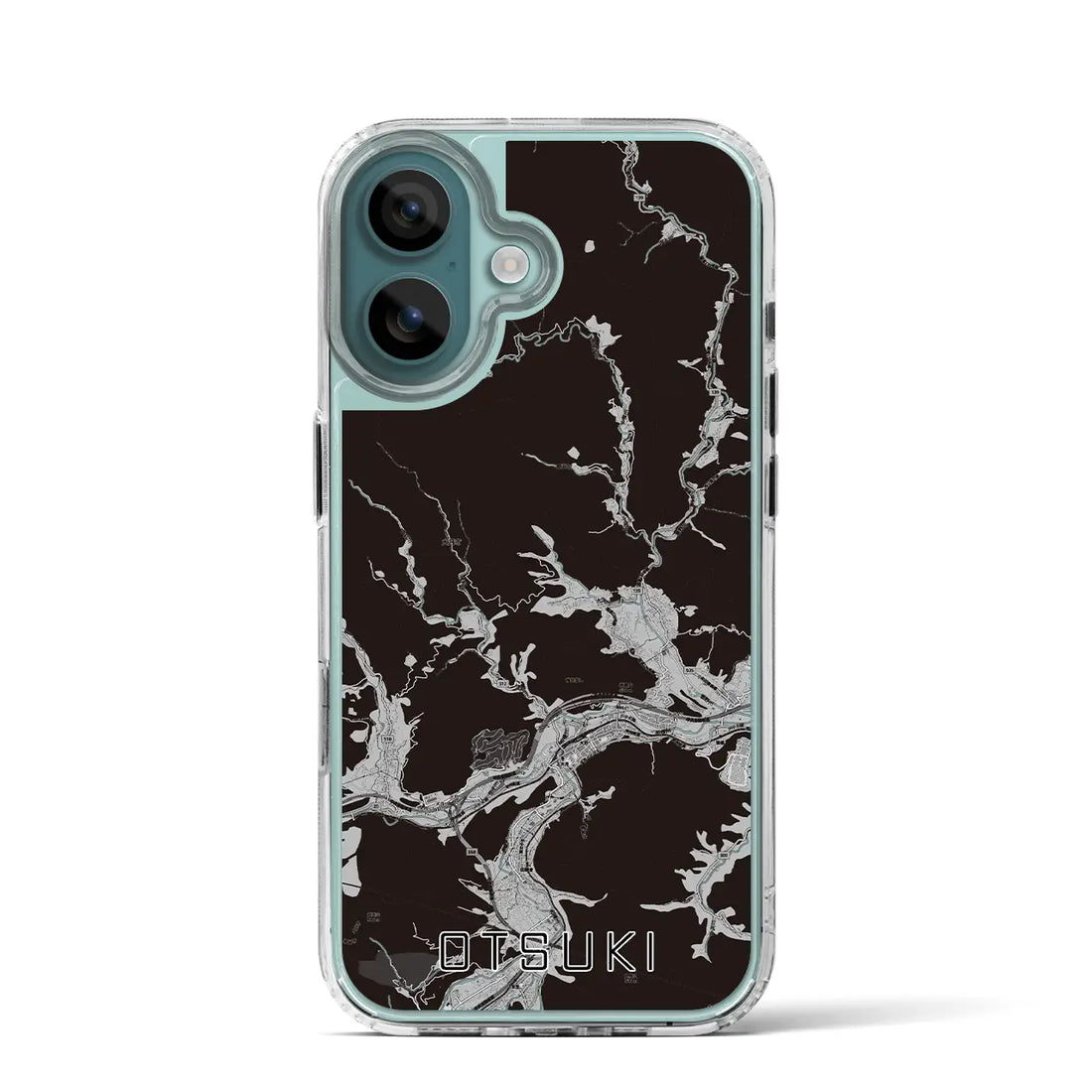 【大月(山梨県)】地図柄iPhoneケース(MagSafeタイプ)モノトーン・iPhone 16 Pro 用