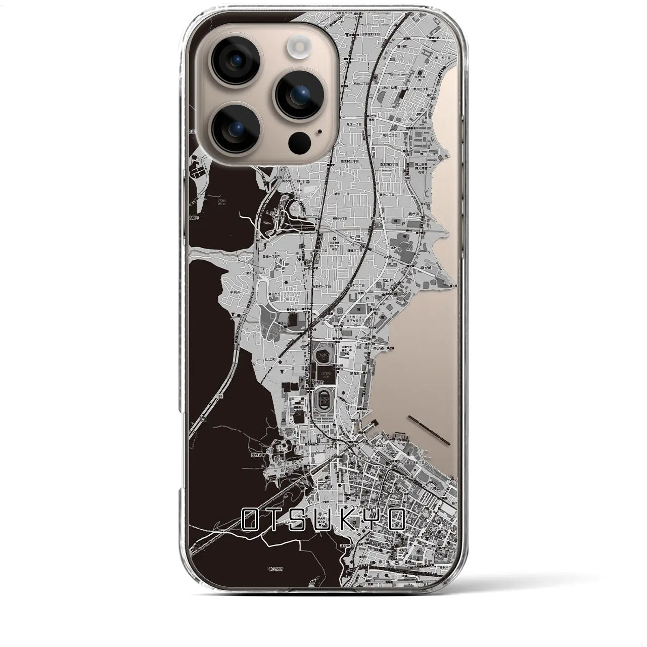 【大津京（滋賀県）】地図柄iPhoneケース（クリアタイプ）モノトーン・iPhone 16 Plus 用