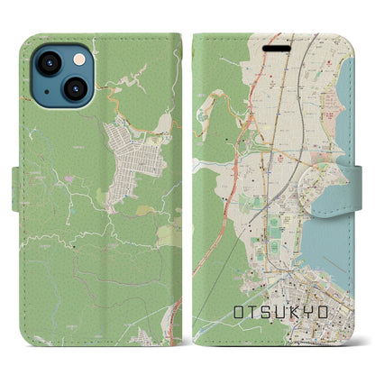 【大津京（滋賀県）】地図柄iPhoneケース（手帳タイプ）ナチュラル・iPhone 13 用