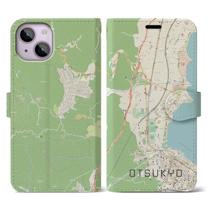 【大津京（滋賀県）】地図柄iPhoneケース（手帳タイプ）ナチュラル・iPhone 14 用