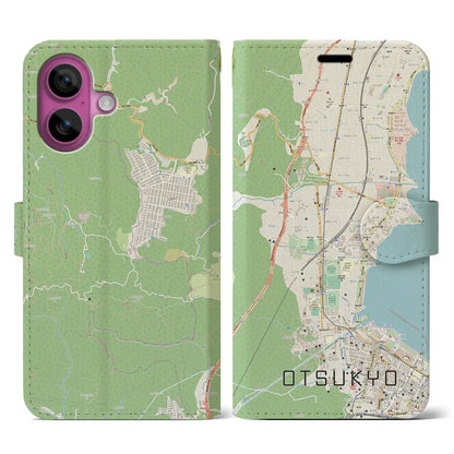 【大津京（滋賀県）】地図柄iPhoneケース（手帳タイプ）ナチュラル・iPhone 16 Pro 用