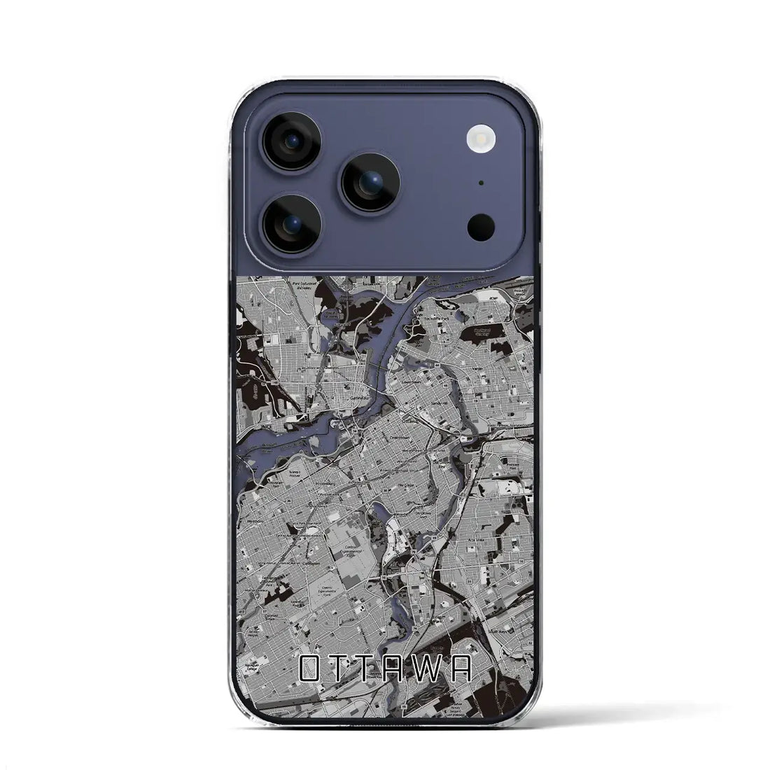 【オタワ（カナダ）】地図柄iPhoneケース（クリアタイプ）モノトーン・iPhone 17 Pro Max 用