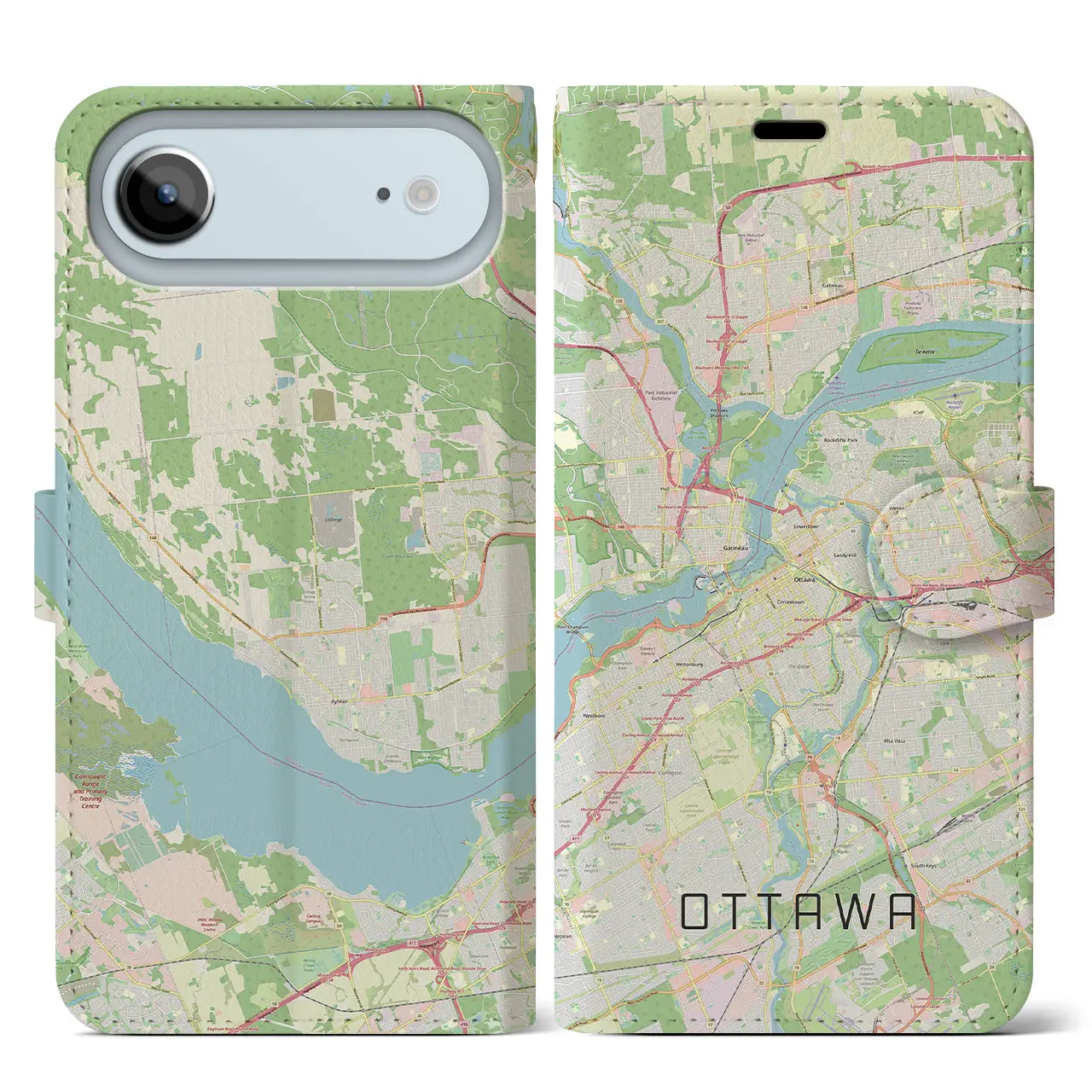 【オタワ（カナダ）】地図柄iPhoneケース（手帳タイプ）