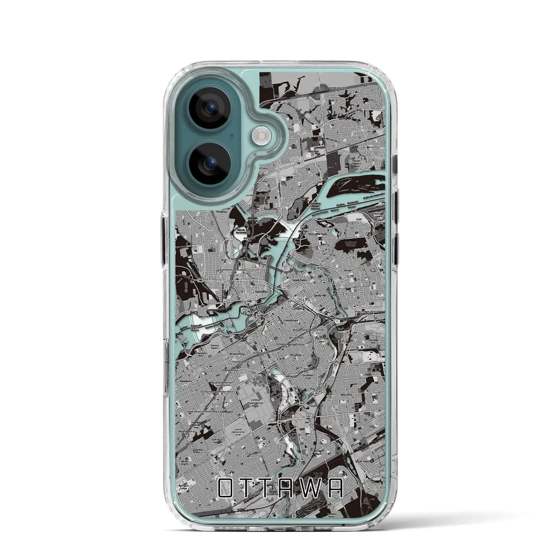 【オタワ（カナダ）】地図柄iPhoneケース（MagSafeタイプ）モノトーン・iPhone 16 Pro 用