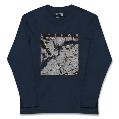 【オタワ（カナダ）】地図柄ロングスリーブTシャツ