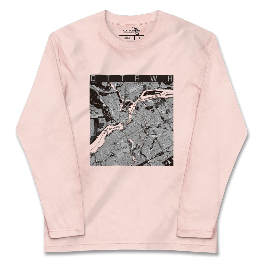 【オタワ（カナダ）】地図柄ロングスリーブTシャツ