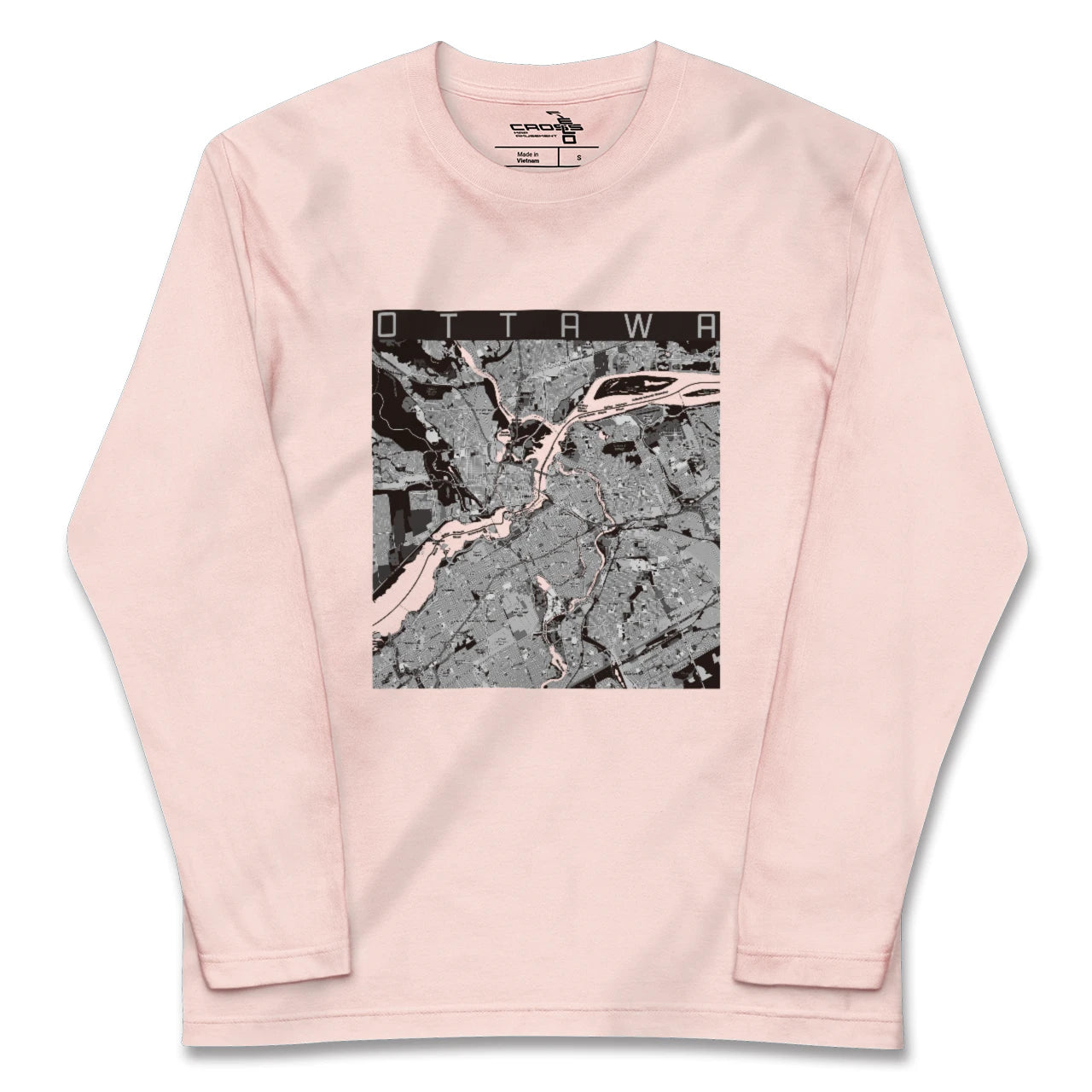 【オタワ（カナダ）】地図柄ロングスリーブTシャツ