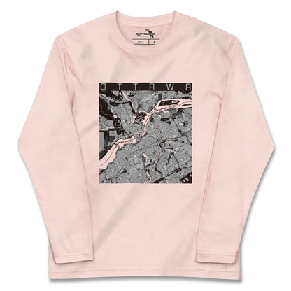 【オタワ（カナダ）】地図柄ロングスリーブTシャツ