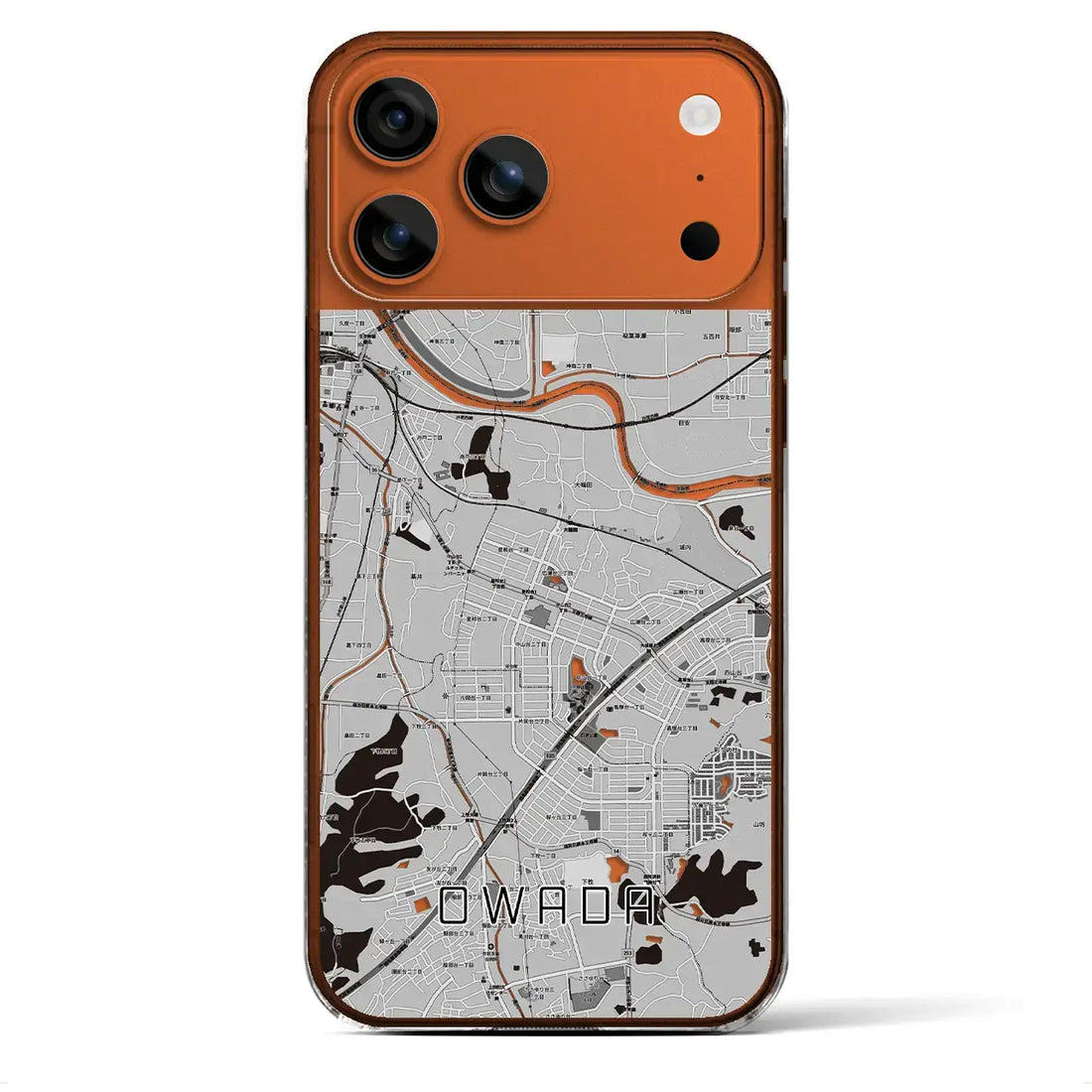 【大輪田（奈良県）】地図柄iPhoneケース（クリアタイプ）モノトーン・iPhone 17 Pro Max 用