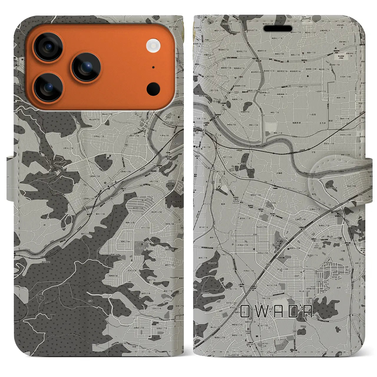 【大輪田（奈良県）】地図柄iPhoneケース（手帳タイプ）