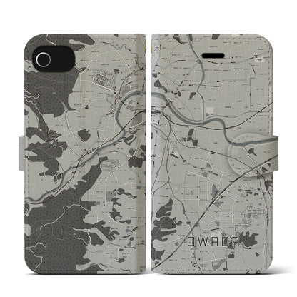 【大輪田（奈良県）】地図柄iPhoneケース（手帳タイプ）モノトーン・iPhone SE（第3 / 第2世代） / 8 / 7 / 6s / 6 用