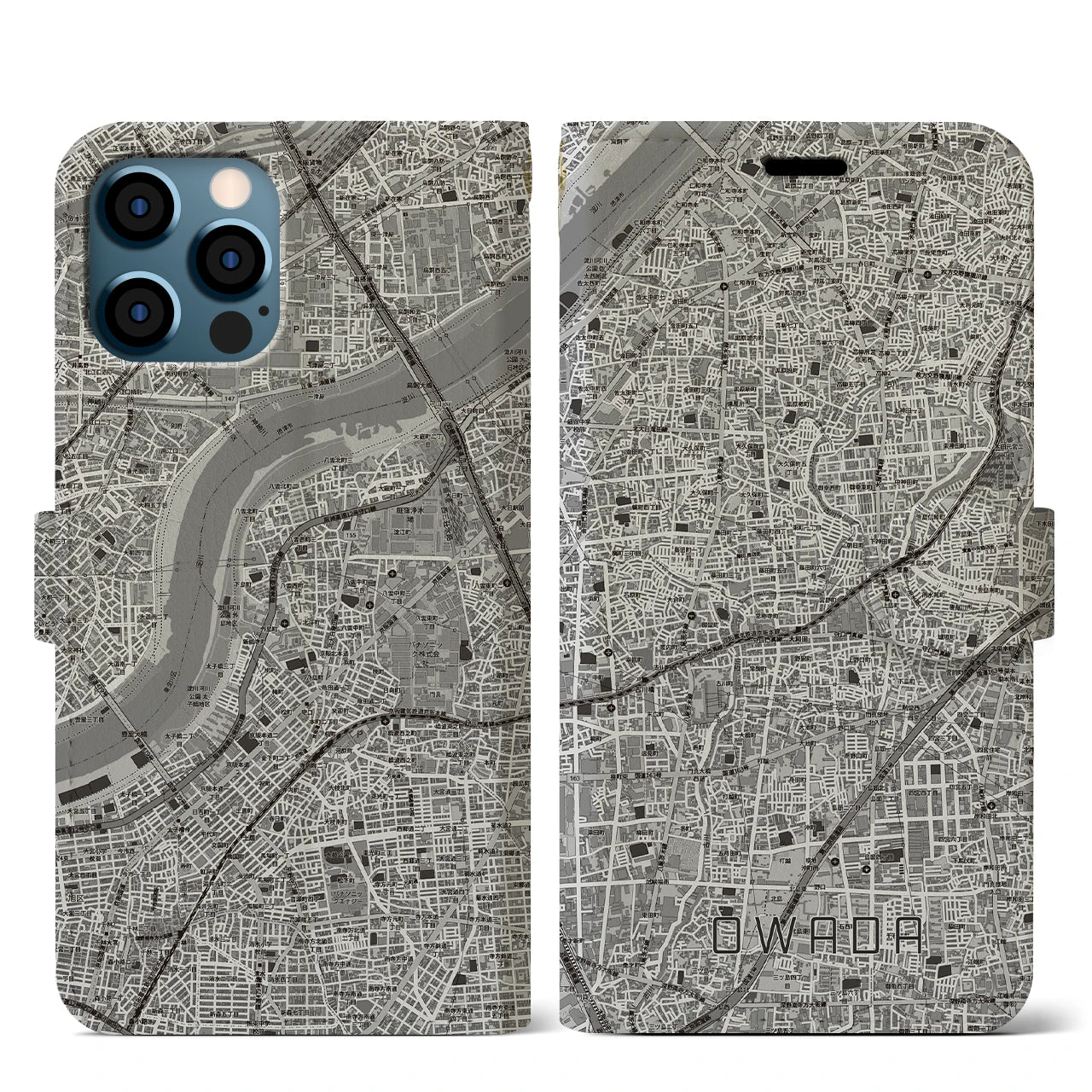 【大和田（大阪府）】地図柄iPhoneケース（手帳タイプ）