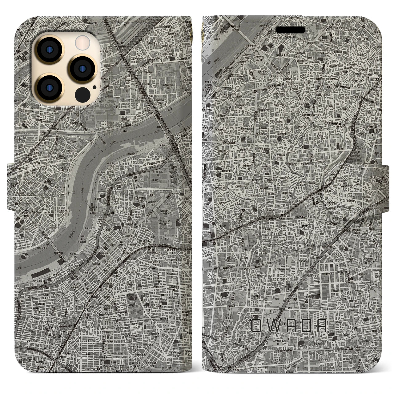 【大和田（大阪府）】地図柄iPhoneケース（手帳タイプ）