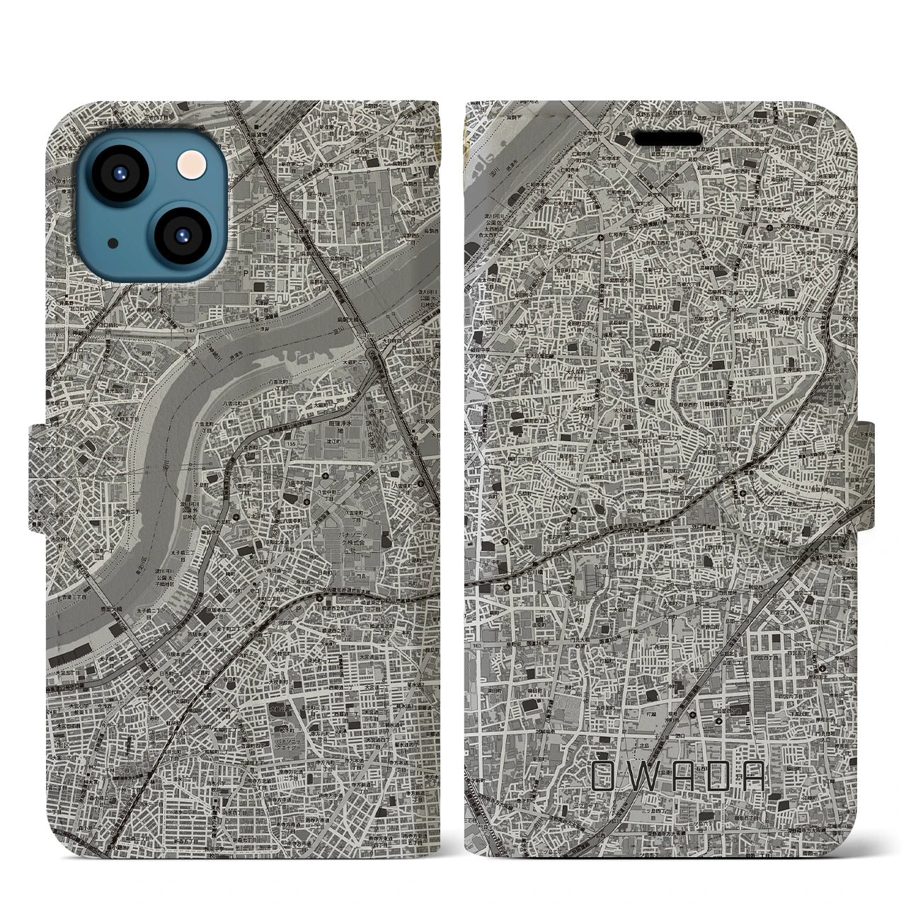 【大和田（大阪府）】地図柄iPhoneケース（手帳タイプ）