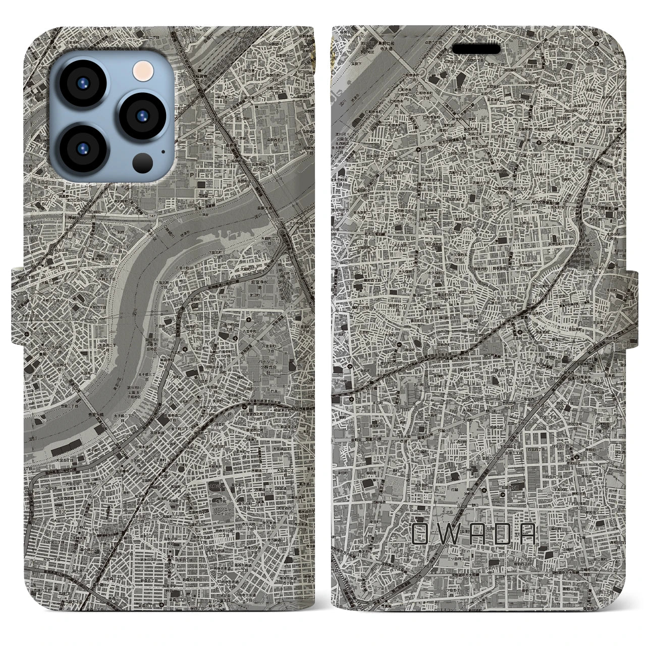 【大和田（大阪府）】地図柄iPhoneケース（手帳タイプ）