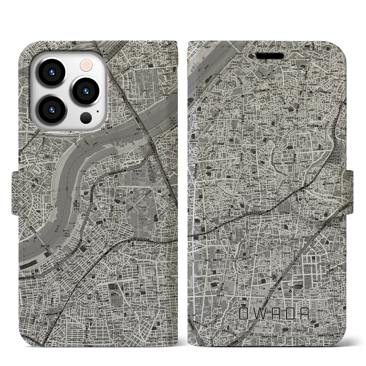 【大和田（大阪府）】地図柄iPhoneケース（手帳タイプ）
