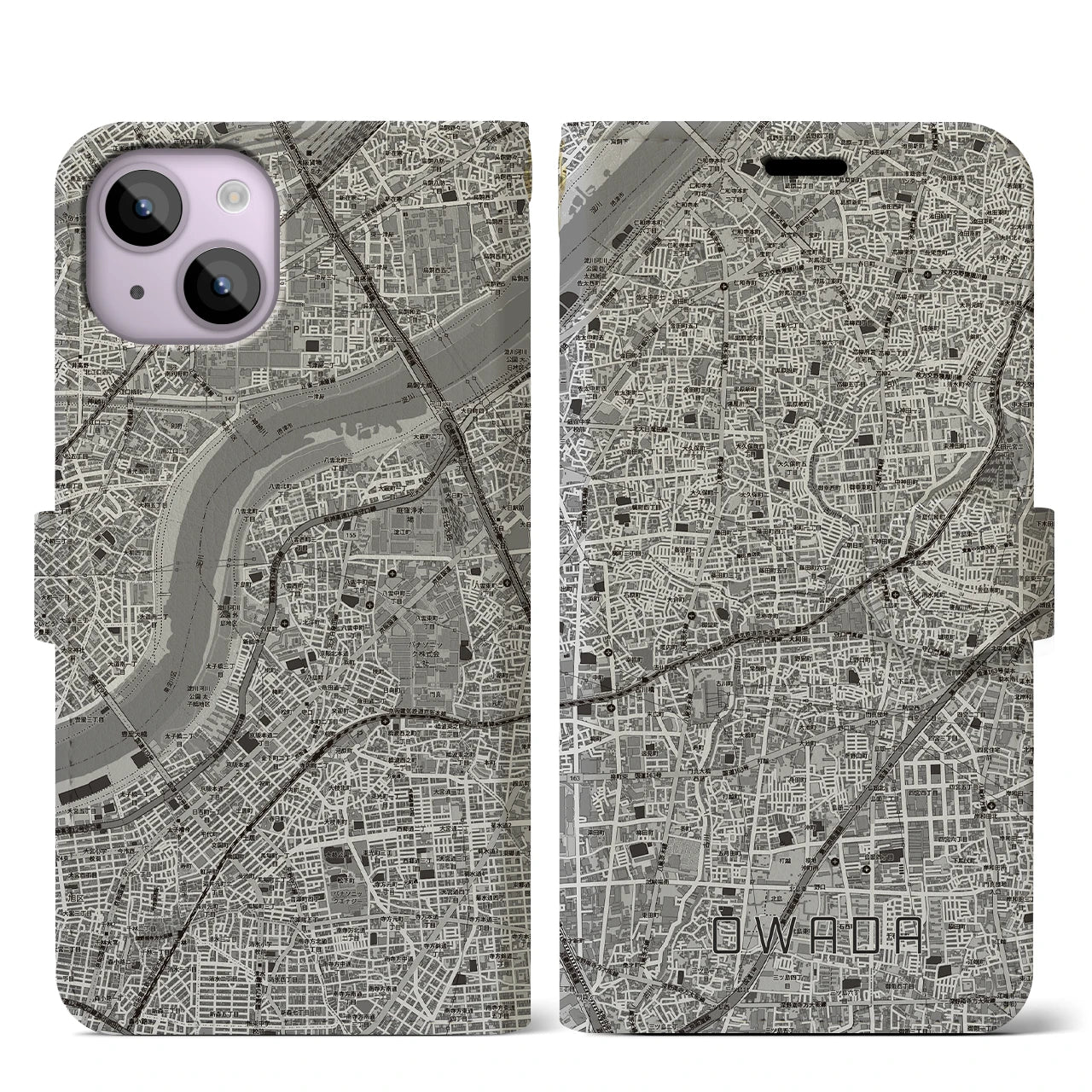【大和田（大阪府）】地図柄iPhoneケース（手帳タイプ）