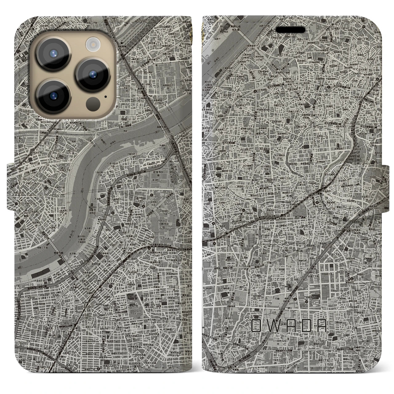 【大和田（大阪府）】地図柄iPhoneケース（手帳タイプ）
