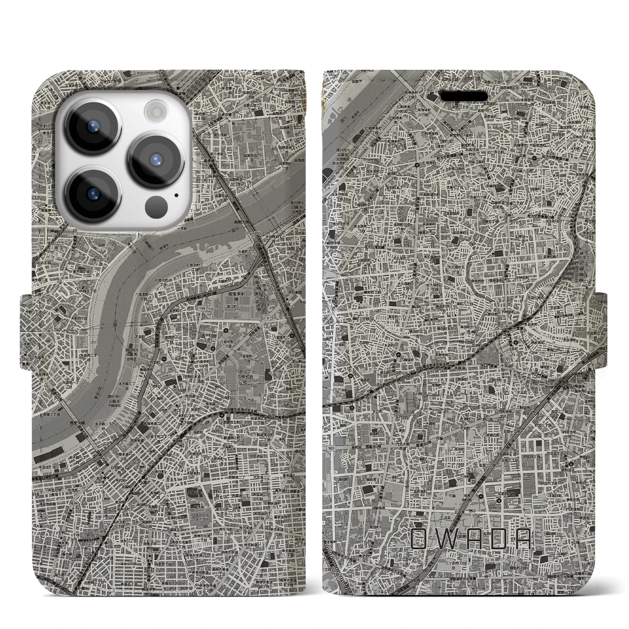 【大和田（大阪府）】地図柄iPhoneケース（手帳タイプ）