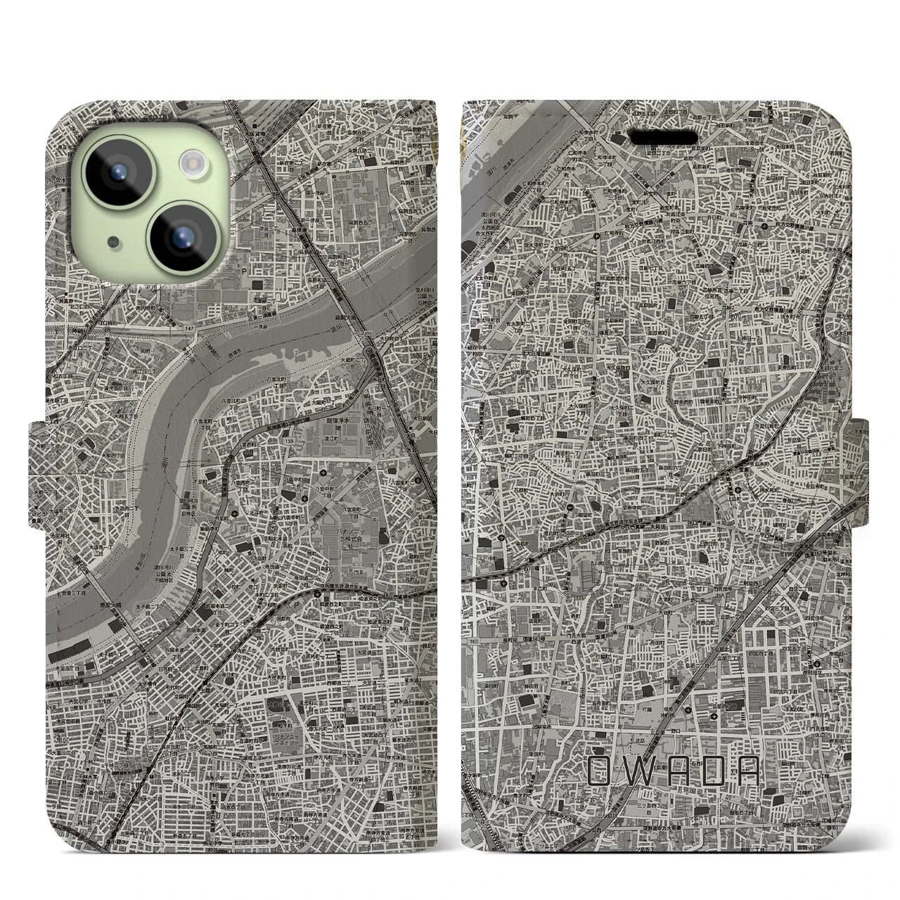 【大和田（大阪府）】地図柄iPhoneケース（手帳タイプ）