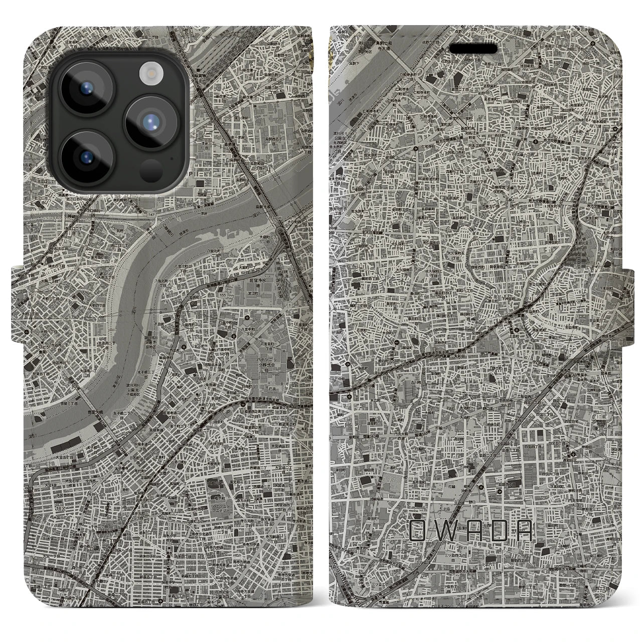 【大和田（大阪府）】地図柄iPhoneケース（手帳タイプ）