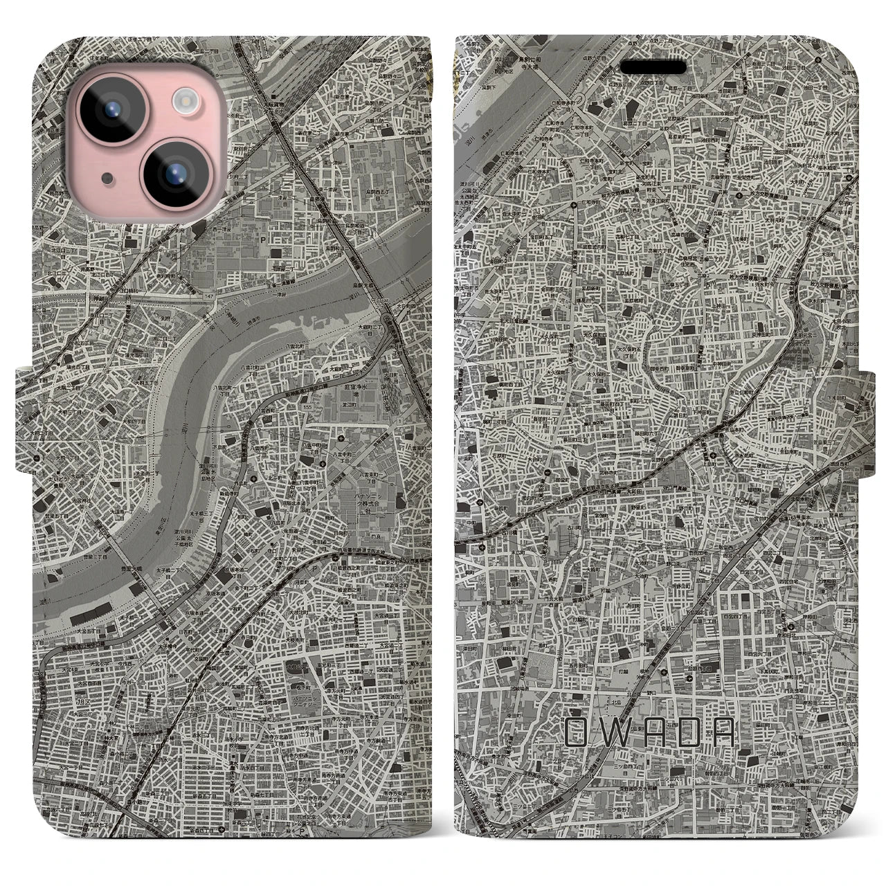 【大和田（大阪府）】地図柄iPhoneケース（手帳タイプ）