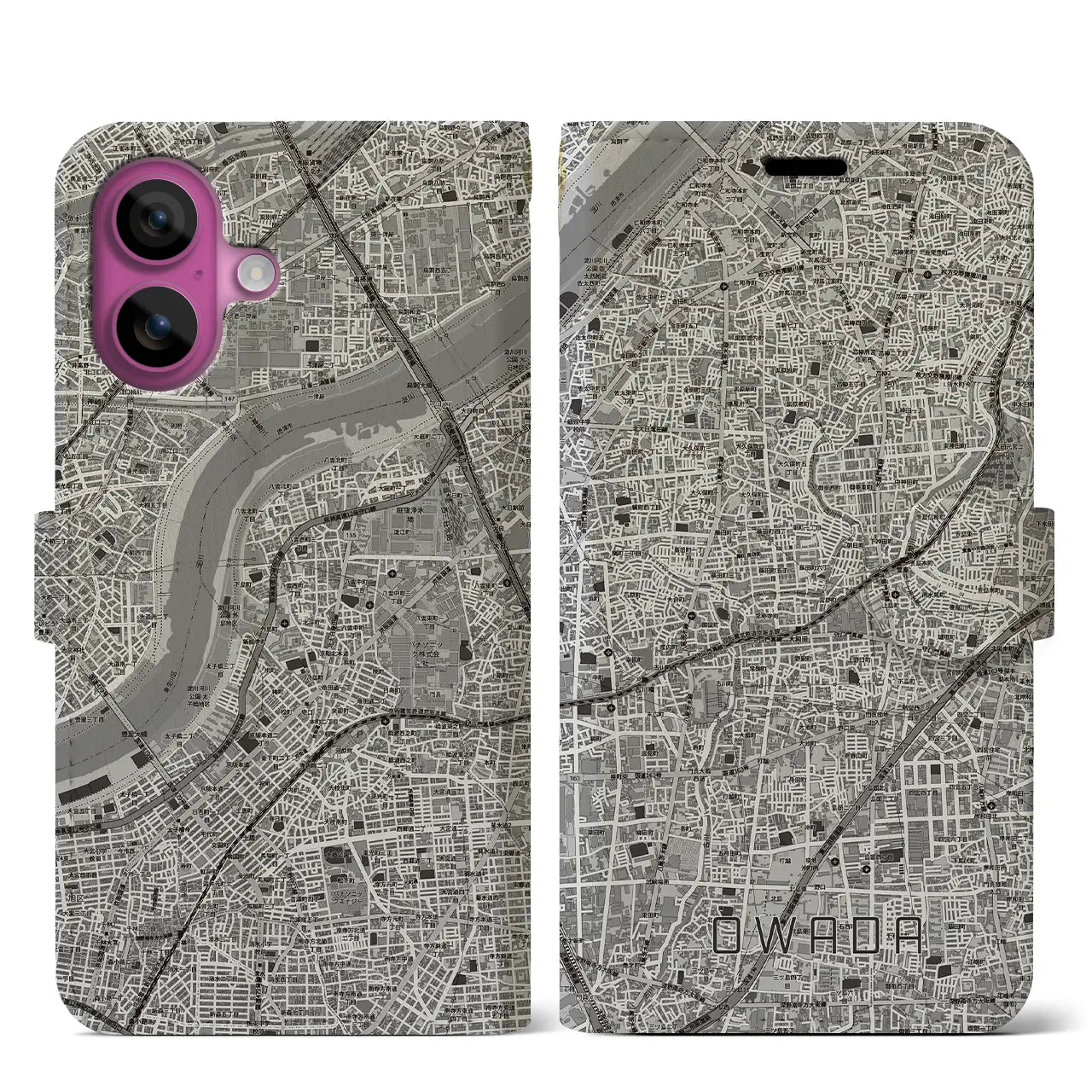 【大和田（大阪府）】地図柄iPhoneケース（手帳タイプ）