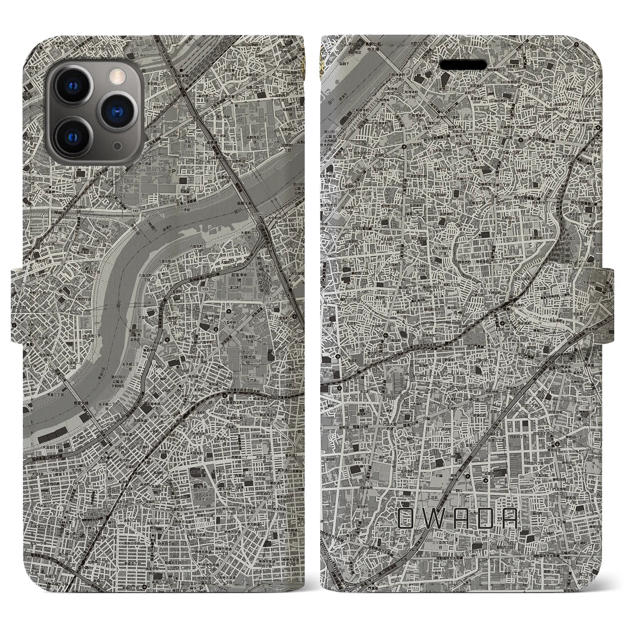 【大和田（大阪府）】地図柄iPhoneケース（手帳タイプ）