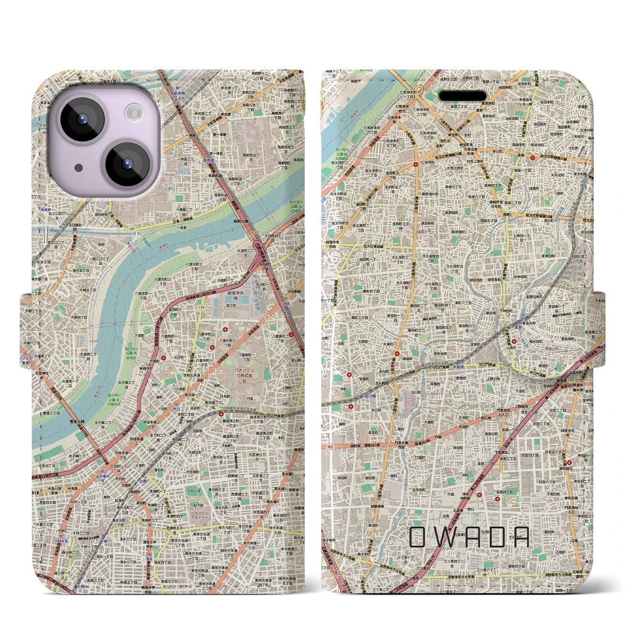 【大和田（大阪府）】地図柄iPhoneケース（手帳タイプ）