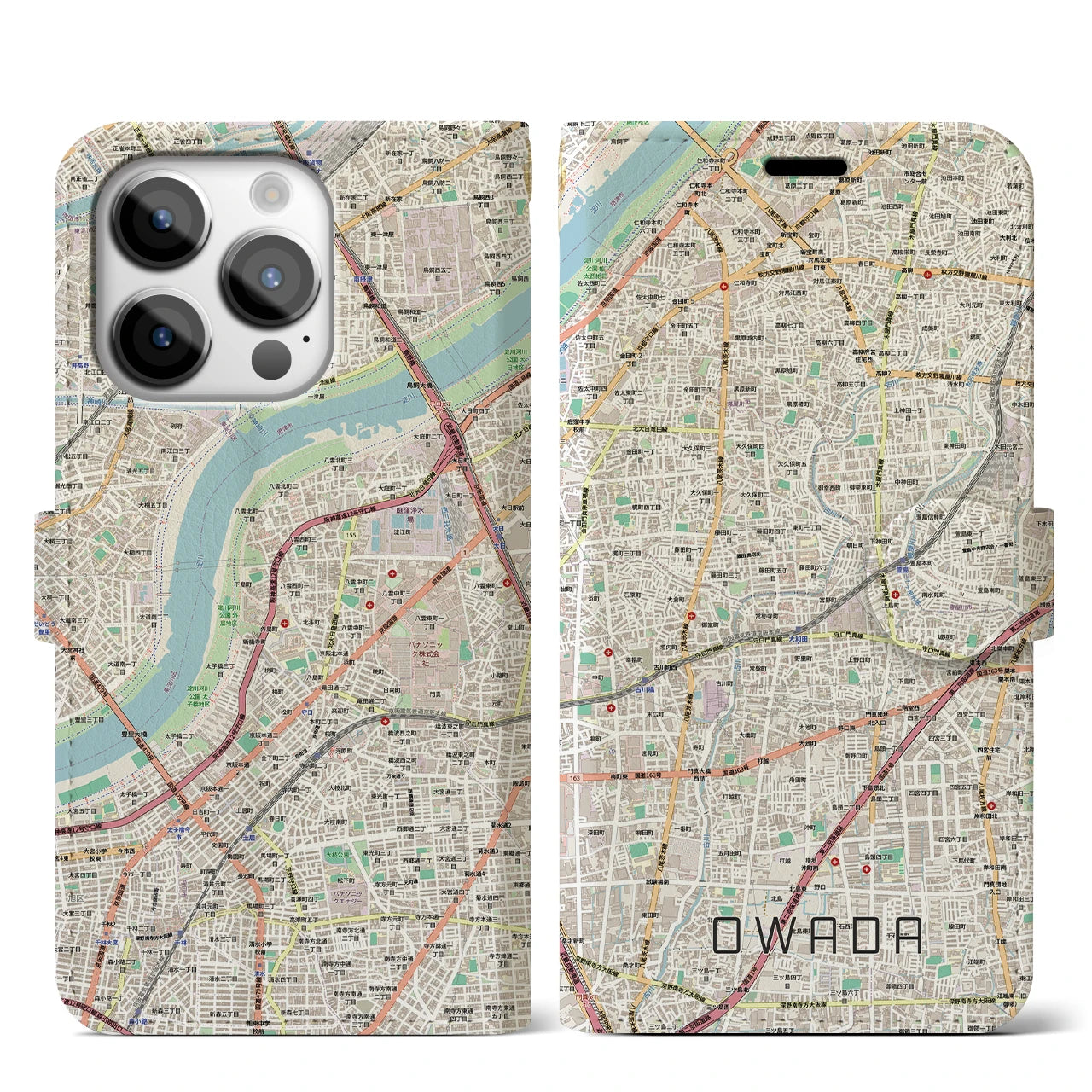 【大和田（大阪府）】地図柄iPhoneケース（手帳タイプ）