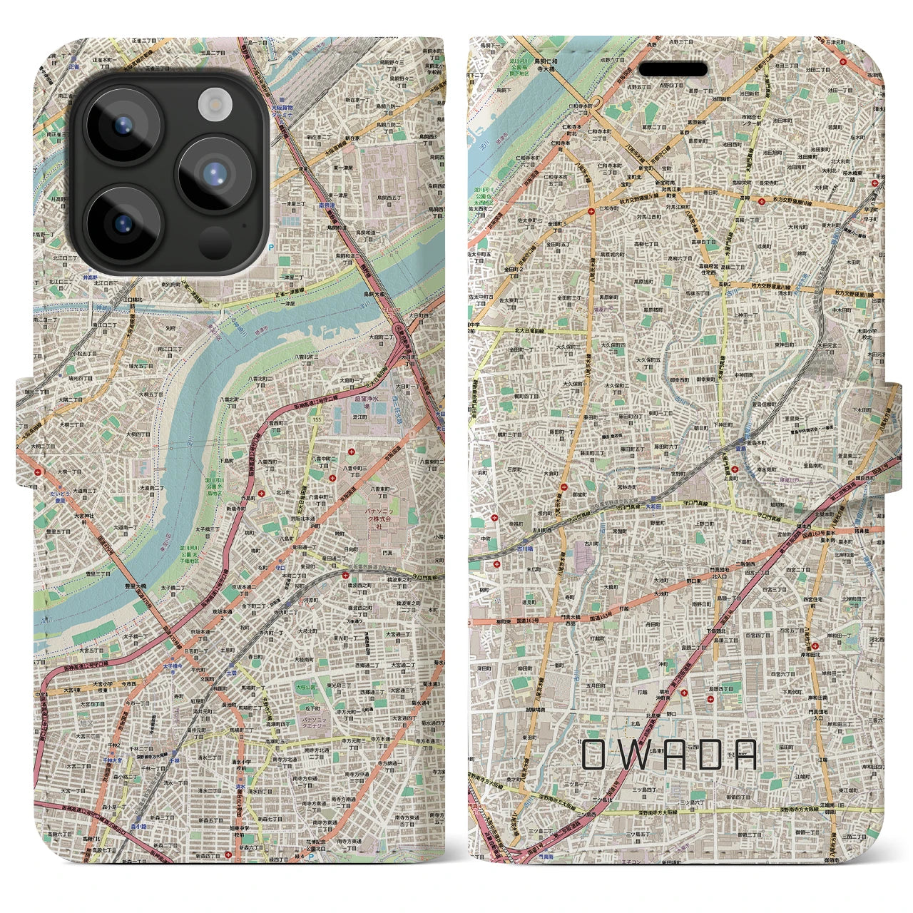 【大和田（大阪府）】地図柄iPhoneケース（手帳タイプ）
