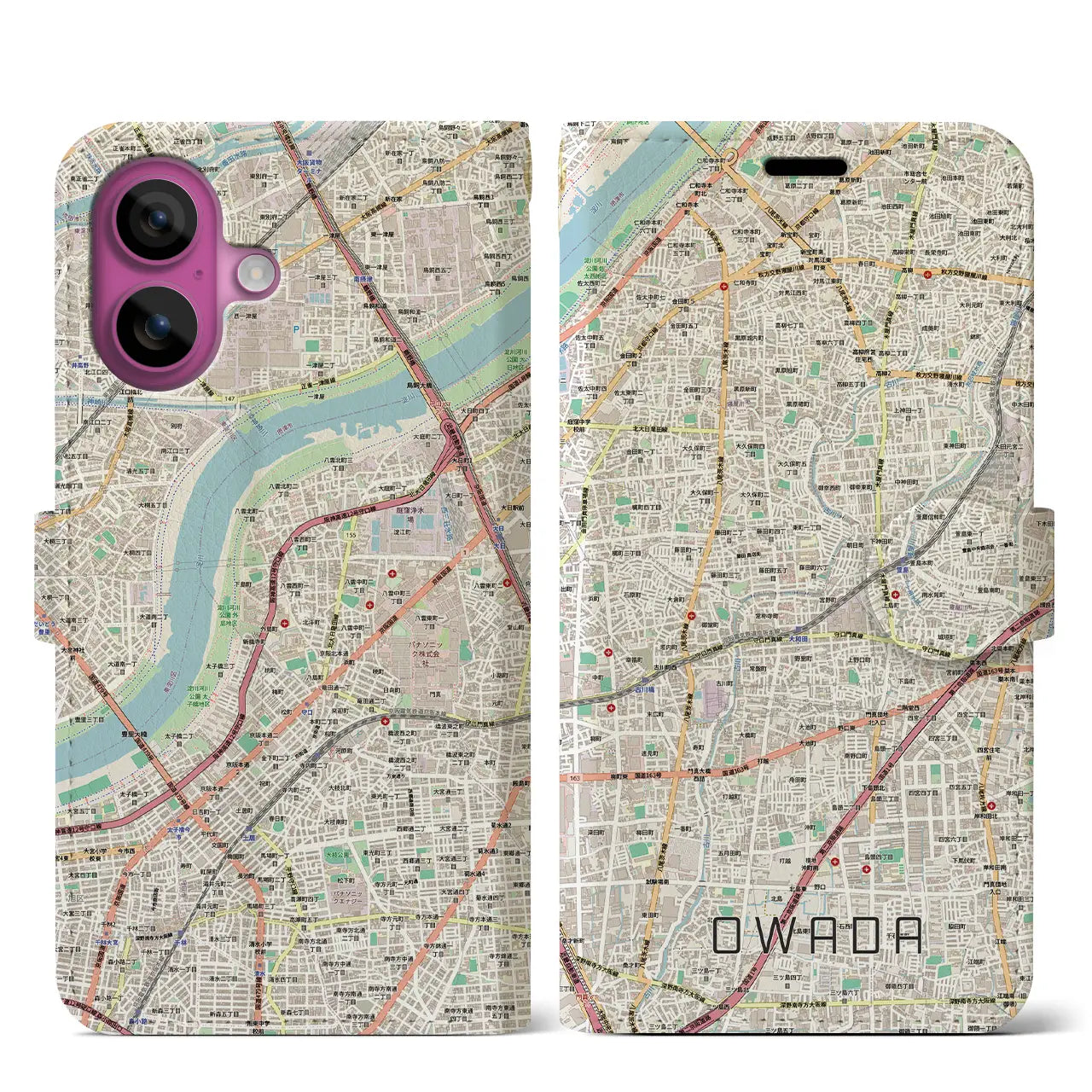 【大和田（大阪府）】地図柄iPhoneケース（手帳タイプ）