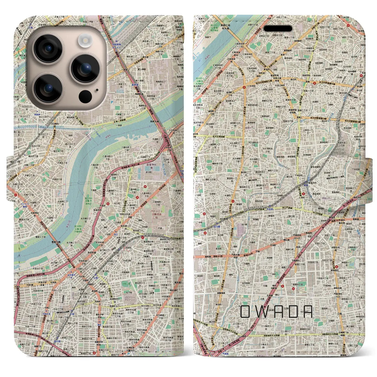 【大和田（大阪府）】地図柄iPhoneケース（手帳タイプ）