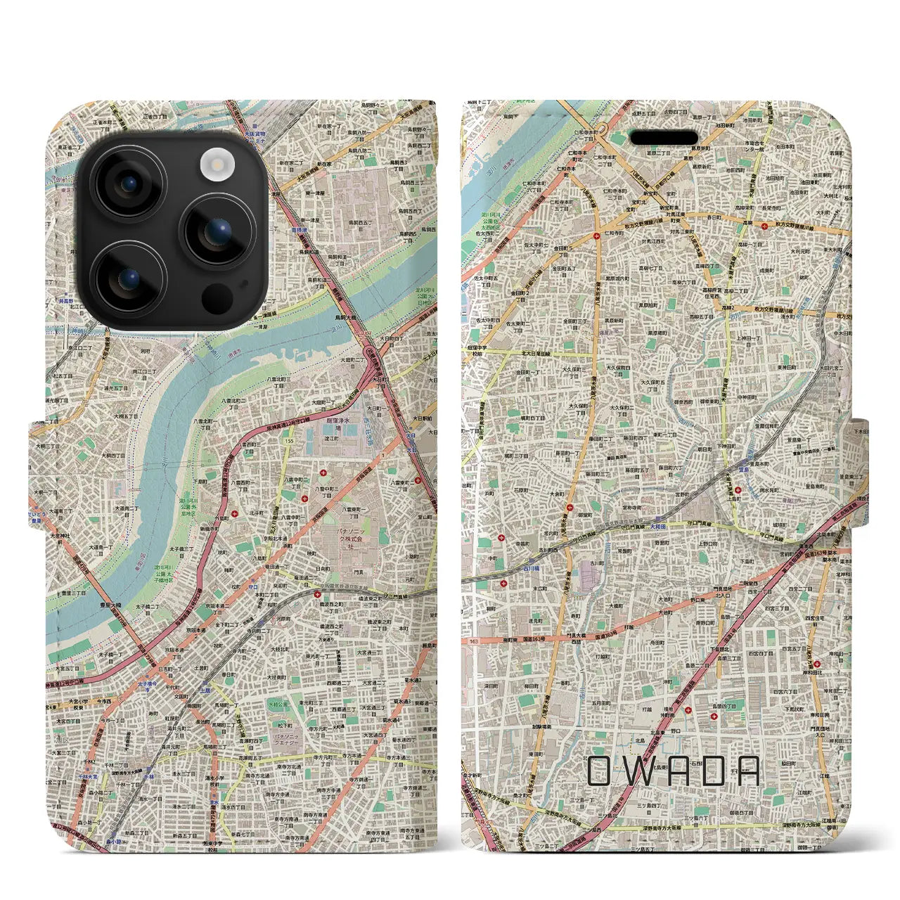 【大和田（大阪府）】地図柄iPhoneケース（手帳タイプ）