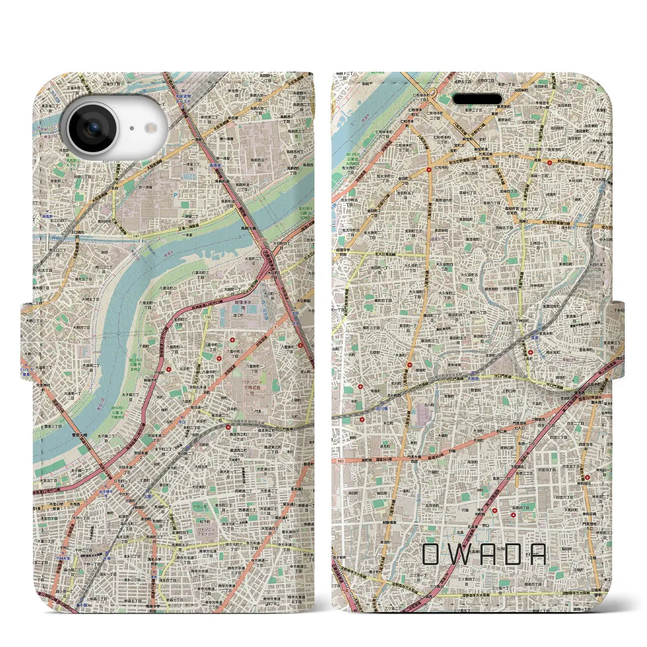 【大和田（大阪府）】地図柄iPhoneケース（手帳タイプ）