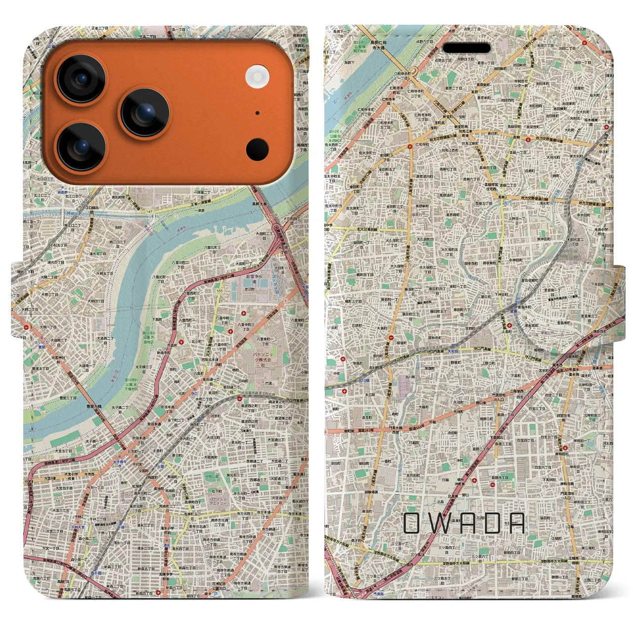 【大和田（大阪府）】地図柄iPhoneケース（手帳タイプ）