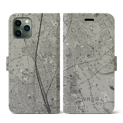 【大和田（埼玉県）】地図柄iPhoneケース（手帳タイプ）モノトーン・iPhone 11 Pro 用