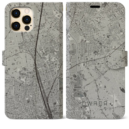 【大和田（埼玉県）】地図柄iPhoneケース（手帳タイプ）モノトーン・iPhone 12 Pro Max 用