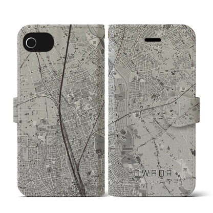 【大和田（埼玉県）】地図柄iPhoneケース（手帳タイプ）モノトーン・iPhone SE（第3 / 第2世代） / 8 / 7 / 6s / 6 用