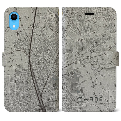 【大和田（埼玉県）】地図柄iPhoneケース（手帳タイプ）モノトーン・iPhone XR 用