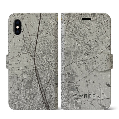 【大和田（埼玉県）】地図柄iPhoneケース（手帳タイプ）モノトーン・iPhone XS / X 用