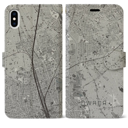 【大和田（埼玉県）】地図柄iPhoneケース（手帳タイプ）モノトーン・iPhone XS Max 用